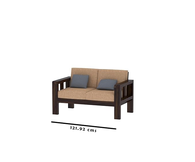Solid Sheesham Wood 2 Seater Sofa with Cushions
