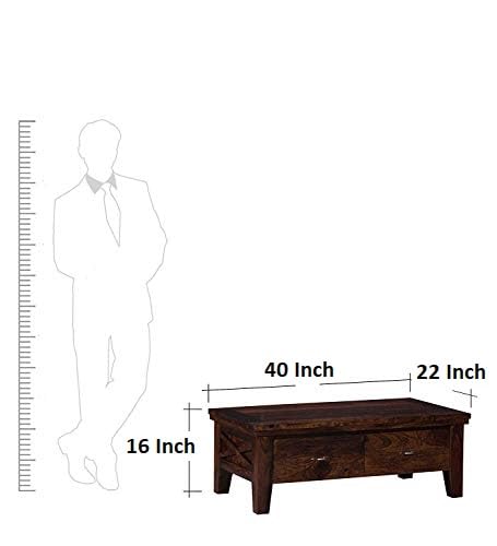Sheesham Wood Coffee Table with Dual Drawers