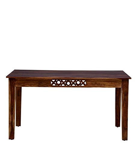 Premium Sheesham Wood 6 Seater Dining Table Set with CNC Carved Chairs | Cushioned Seating |