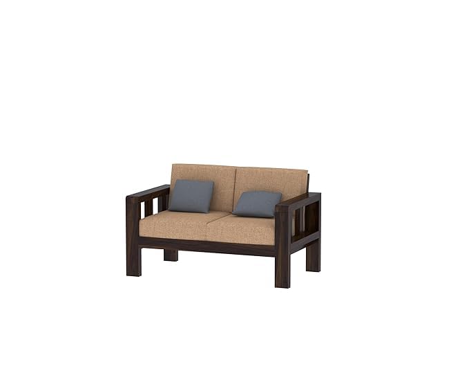 Solid Sheesham Wood 2 Seater Sofa with Cushions