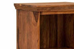 Solid Sheesham Wood Bedside Table with 2 Carved Drawers & Open Shelf