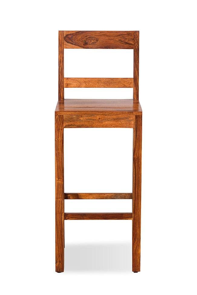 Solid Sheesham Wood Bar Chair | High Stool Chair with Backrest