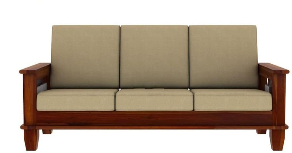 Solid Sheesham Wood 3 Seater Sofa Frame | Wooden Sofa
