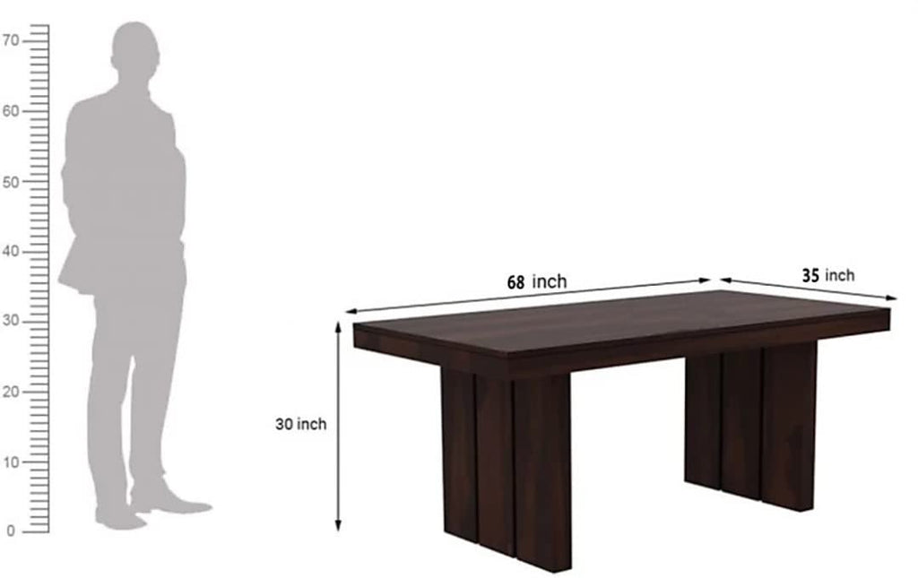 Solid Wood Modern 6 Seater Dining Table – Dark Walnut Finish (Without Chairs)