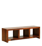 Solid Sheesham Wood Open TV Unit with 3 Storage Compartments