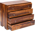 Solid Sheesham Wood Chest of Drawers with 4 Storage Drawers