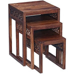 Solid Sheesham Wood Nesting Tables Set of 3
