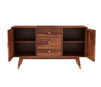 Solid Sheesham Wood Sideboard Cabinet with 3 Drawers & 2 Door Storage