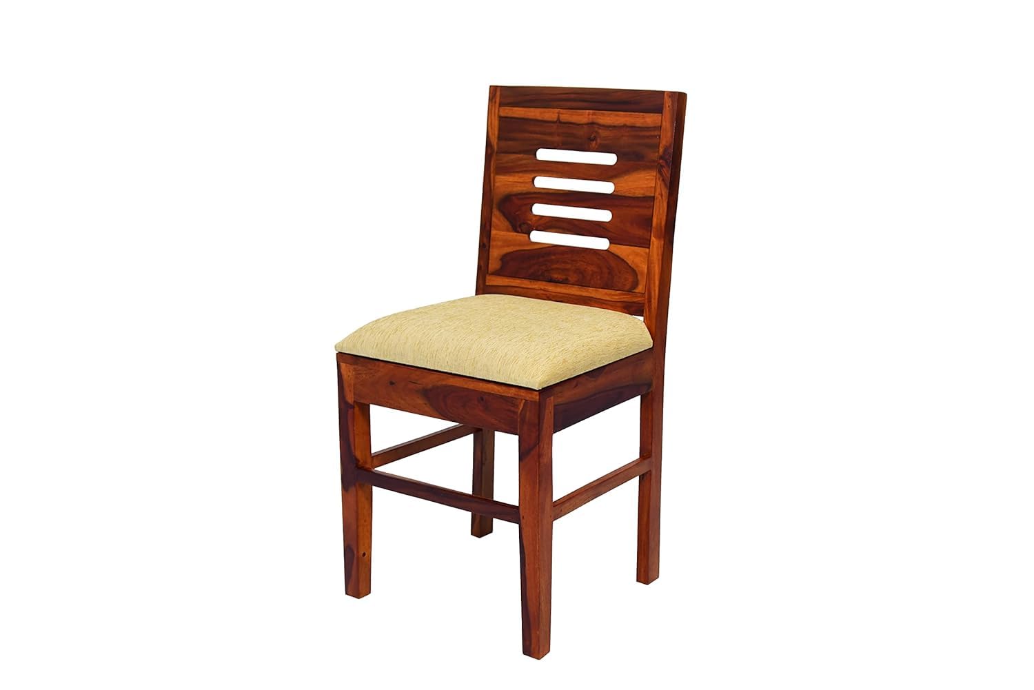 Sheesham Wood 4 Seater Dining Table Set | Modern Slat Back Chairs |