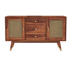 Solid Sheesham Wood Sideboard Cabinet with 3 Drawers & 2 Door Storage