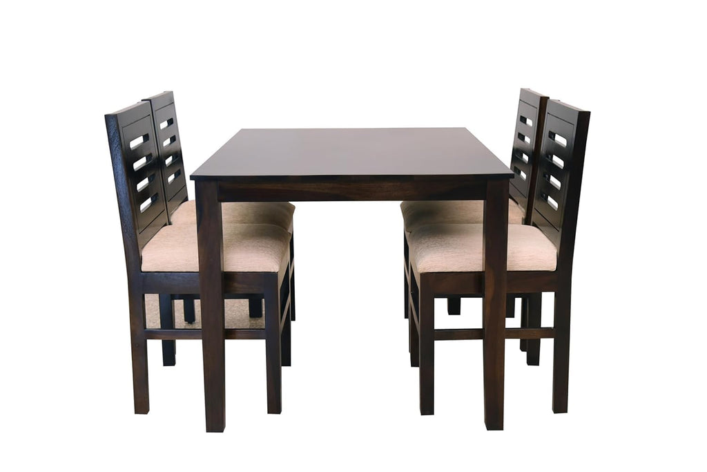 Sheesham Wood 4 Seater Dining Table Set | Modern Slat Back Chairs |