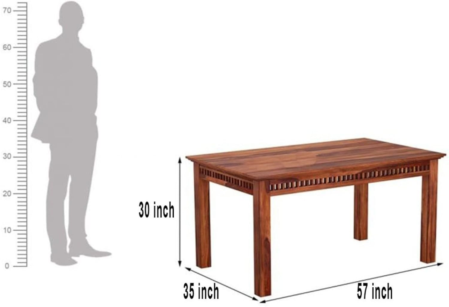 Solid Wood 6 Seater Dining Table – Honey Finish (Without Chairs)