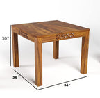 Sheesham Wood 4 Seater Dining Table Set | Carved Panel Design