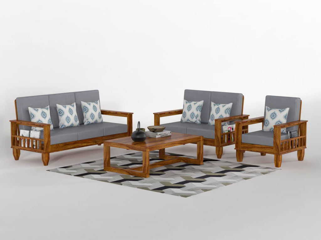 Solid Sheesham Wood Sofa Set (3+2+1 Seater)