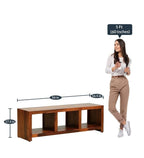 Solid Sheesham Wood Open TV Unit with 3 Storage Compartments