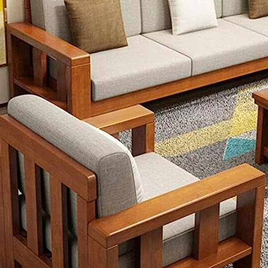 Premium Sheesham Wood 5 Seater Sofa Set | 3+1+1 Wooden Sofa