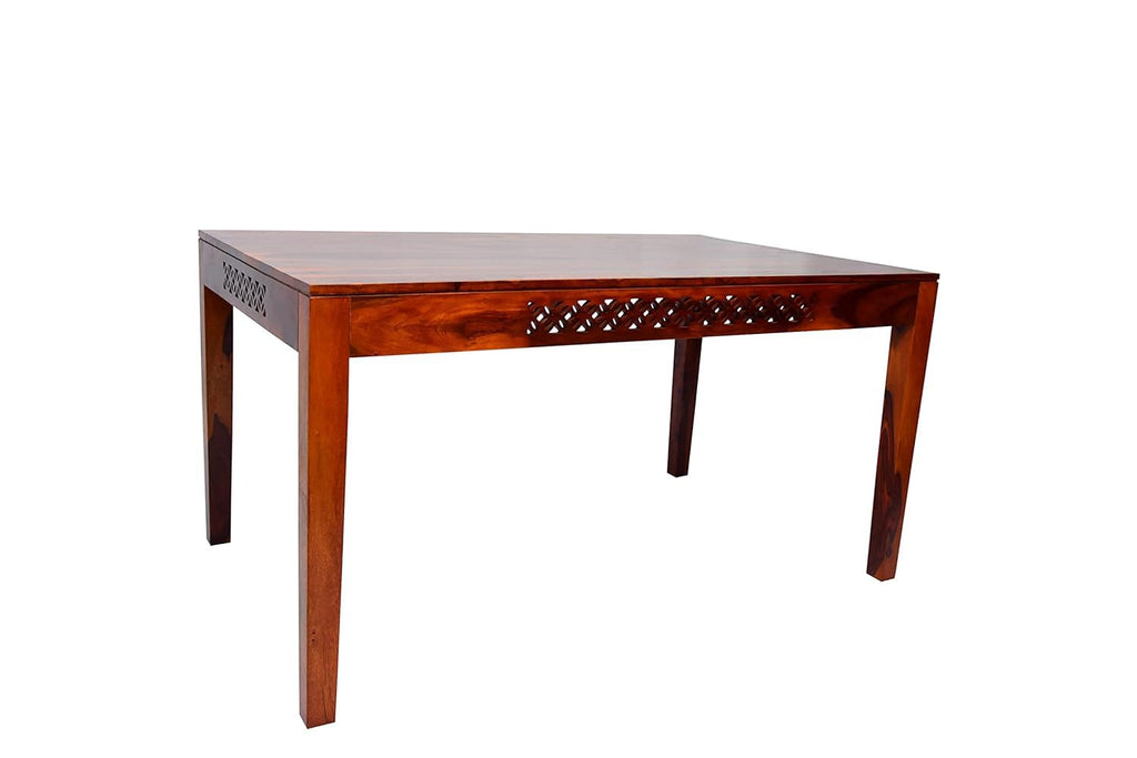 Solid Wood CNC Design 6 Seater Dining Table Set with Bench & Chairs
