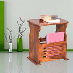 Solid Sheesham Wood Magazine Rack Side Table