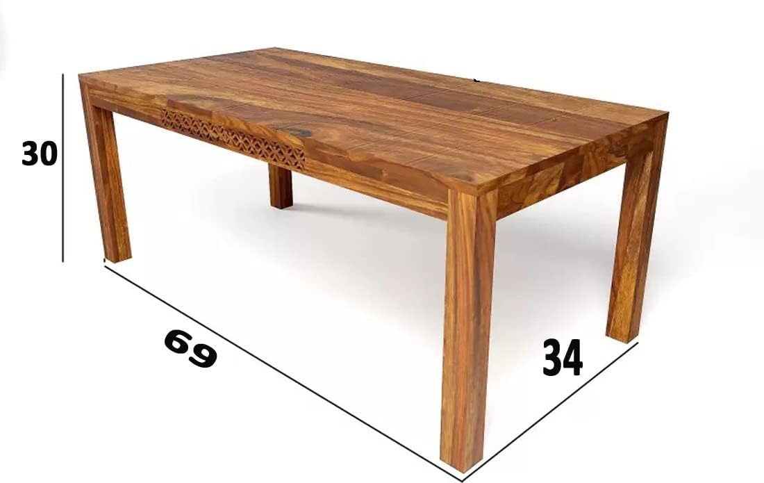 Sheesham Wood 8 Seater Dining Table Set with CNC Carved Back Chairs