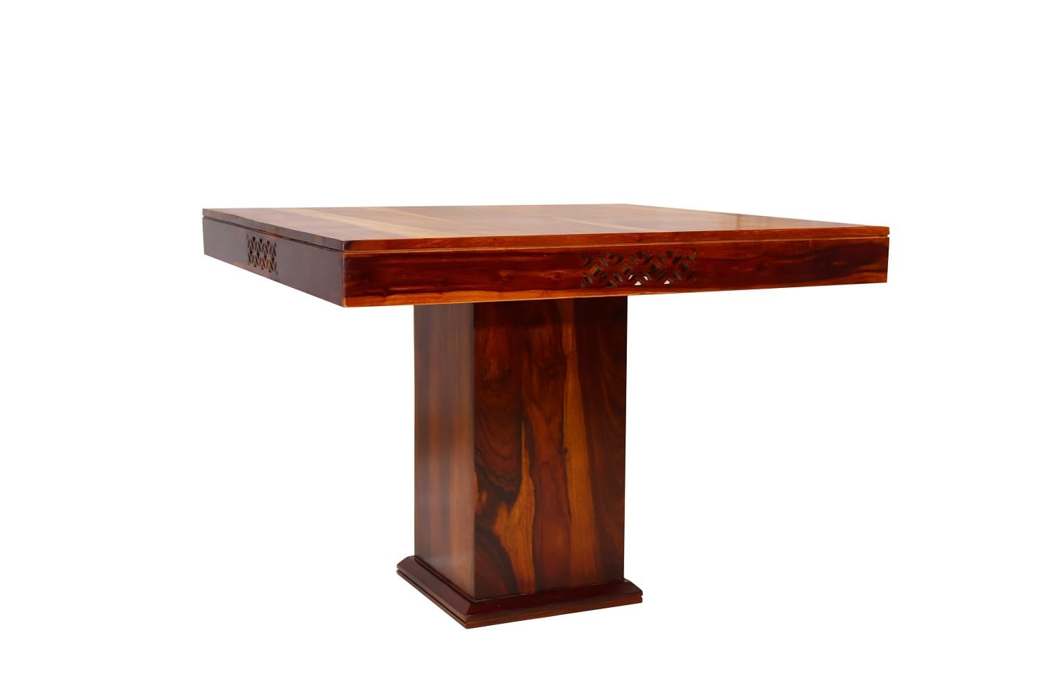 Sheesham Wood 4 Seater Dining Table Set | Center Pedestal Base