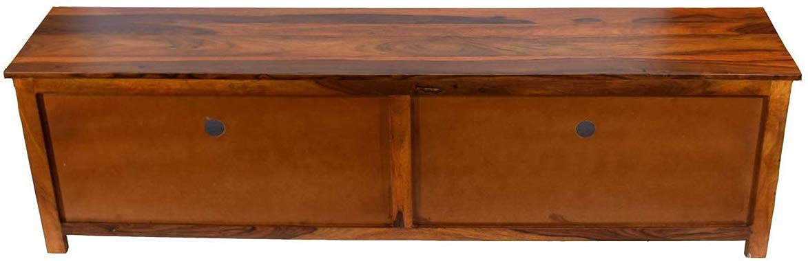 Solid Sheesham Wood TV Unit with 4 Drawers & Open Shelves