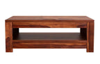 Sheesham Wood Coffee Table | Rectangular Center Table with Open Shelf Storage