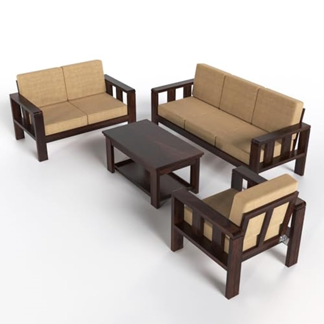 Premium Sheesham Wood Sofa Set (3+2+1 Seater)