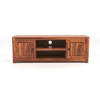 Solid Sheesham Wood TV Unit with Side Cabinets & Open Shelf