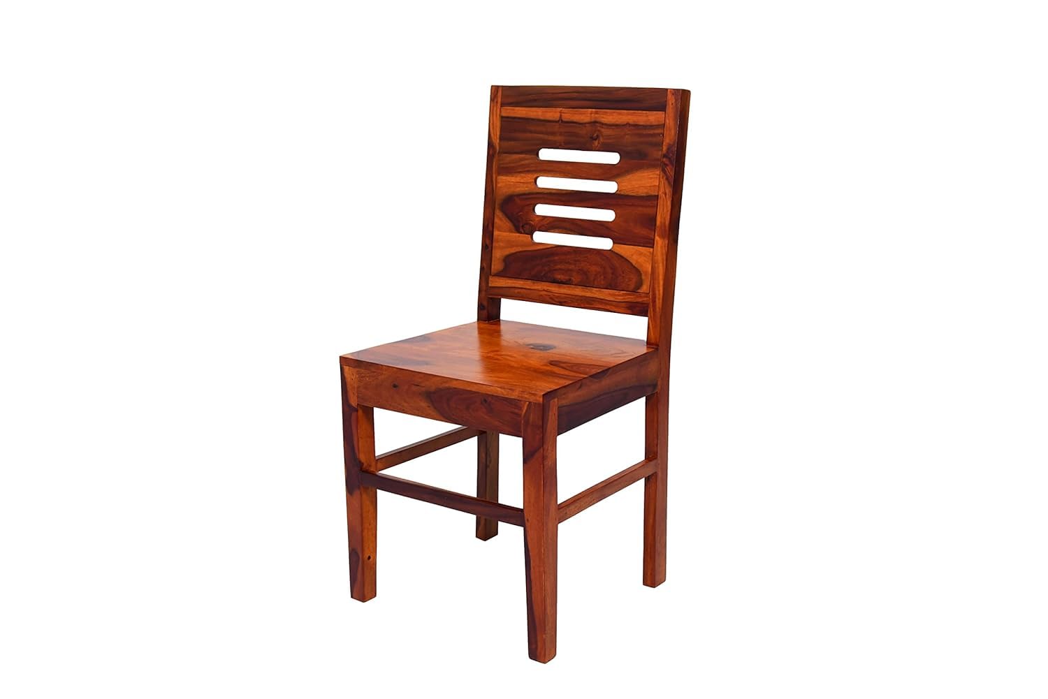 Modern Solid Wood 6 Seater Dining Table Set with Slatted Back Chairs