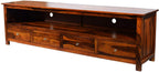 Solid Sheesham Wood TV Unit with 4 Drawers & Open Shelves