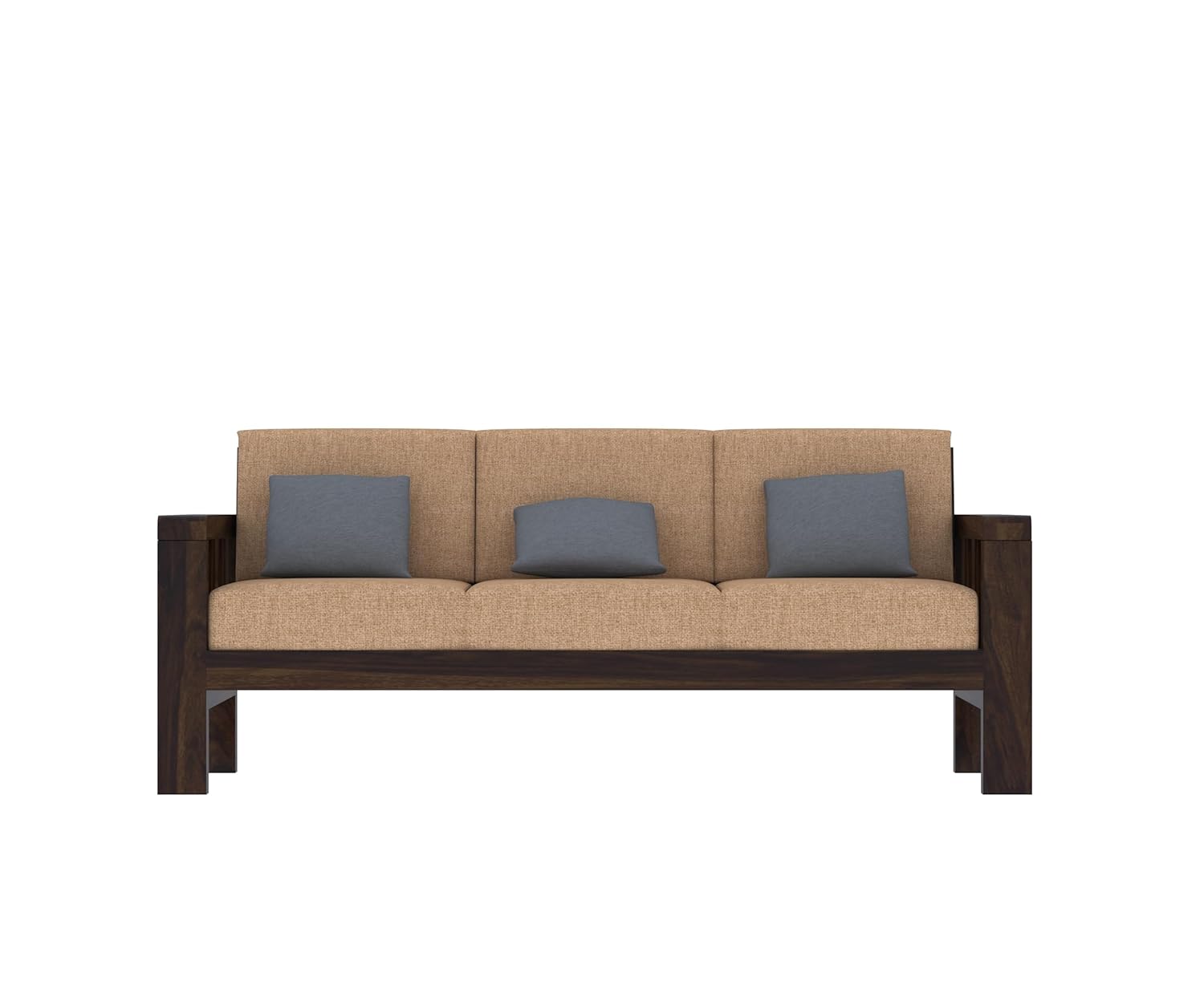 Solid Sheesham Wood 3 Seater Sofa with Cushions