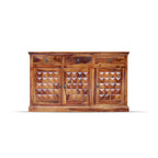 Solid Sheesham Wood Sideboard Cabinet with 3 Drawers & 3 Door Storage