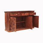 Solid Sheesham Wood Sideboard Cabinet with 3 Drawers & 3 Door Storage