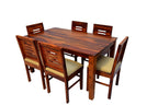 Solid Wood 6 Seater Dining Table Set with Chairs – Modern Minimal Design