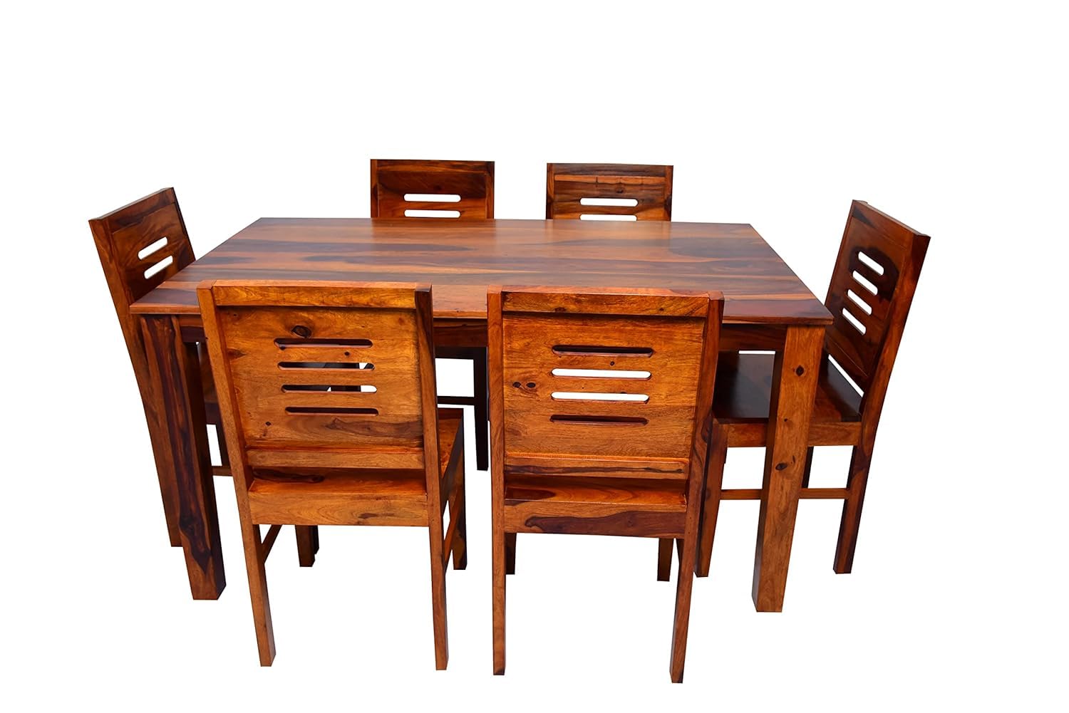 Solid Wood 6 Seater Dining Table Set with Chairs