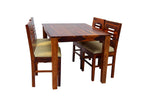 Sheesham Wood 4 Seater Dining Table Set | Modern Slat Back Chairs |