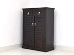 Solid Sheesham Wood Shoe Rack Cabinet with Drawer