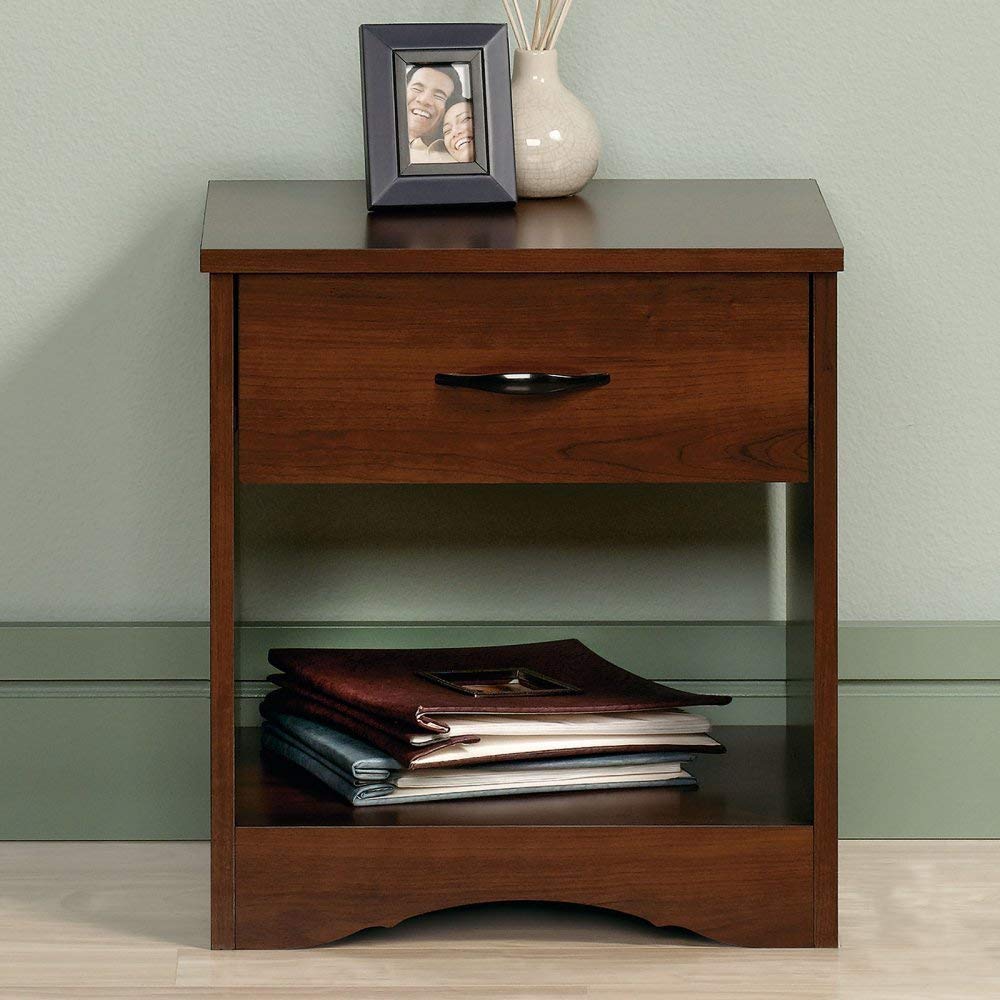 Solid Sheesham Wood Bedside Table with Drawer & Open Shelf