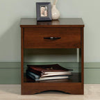 Solid Sheesham Wood Bedside Table with Drawer & Open Shelf