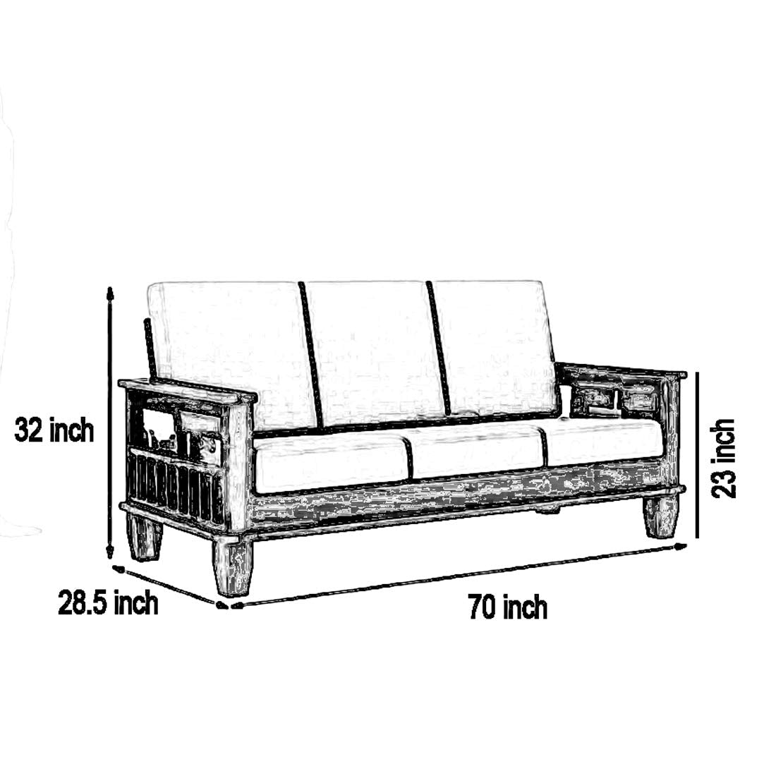 Solid Sheesham Wood 5 Seater Sofa Set |