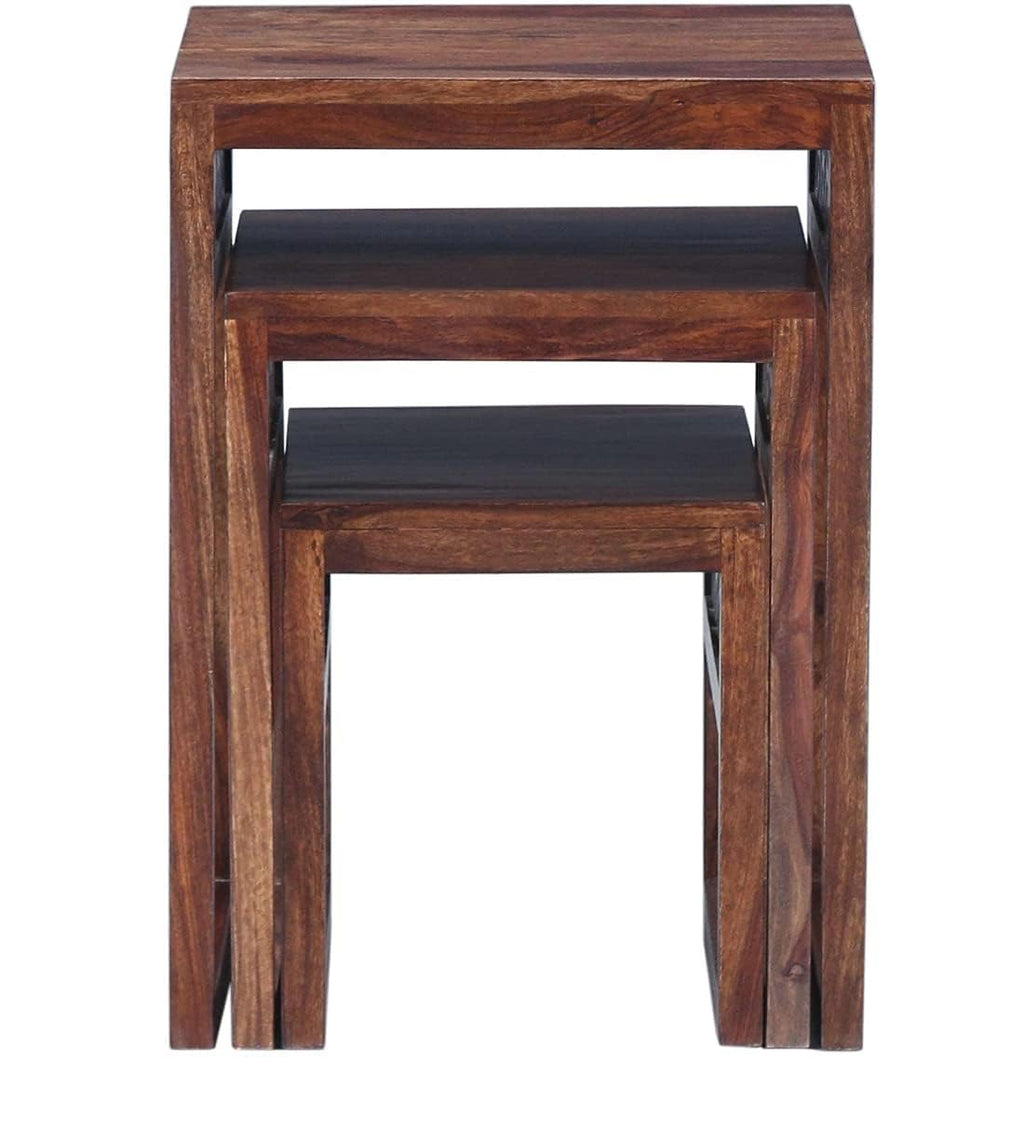 Solid Sheesham Wood Nesting Tables Set of 3