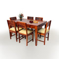 Solid Wood CNC Design 6 Seater Dining Table Set with Chairs