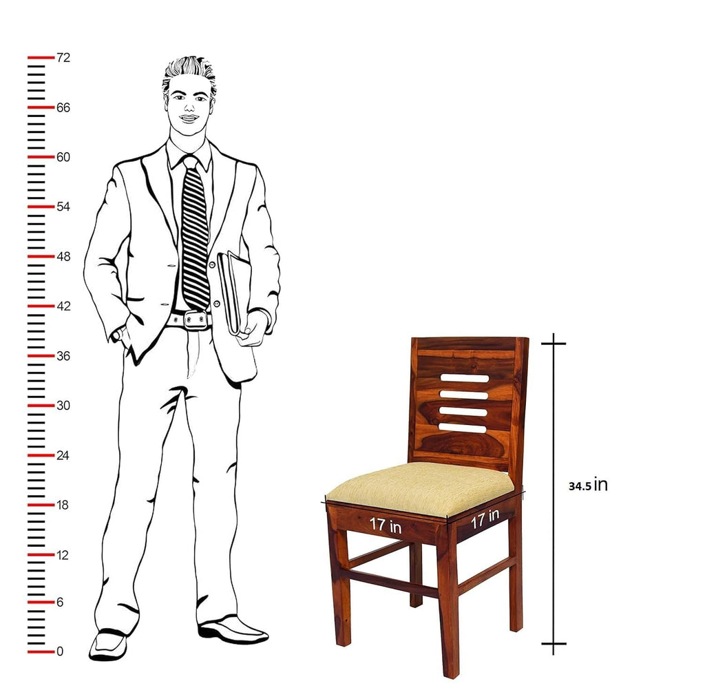 Sheesham Wood 4 Seater Dining Table Set | Modern Slat Back Chairs |