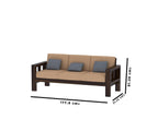 Solid Sheesham Wood 3 Seater Sofa with Cushions