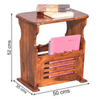 Solid Sheesham Wood Magazine Rack Side Table