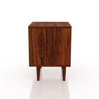 Solid Sheesham Wood Bedside Table with 2 Drawers | Cane Design