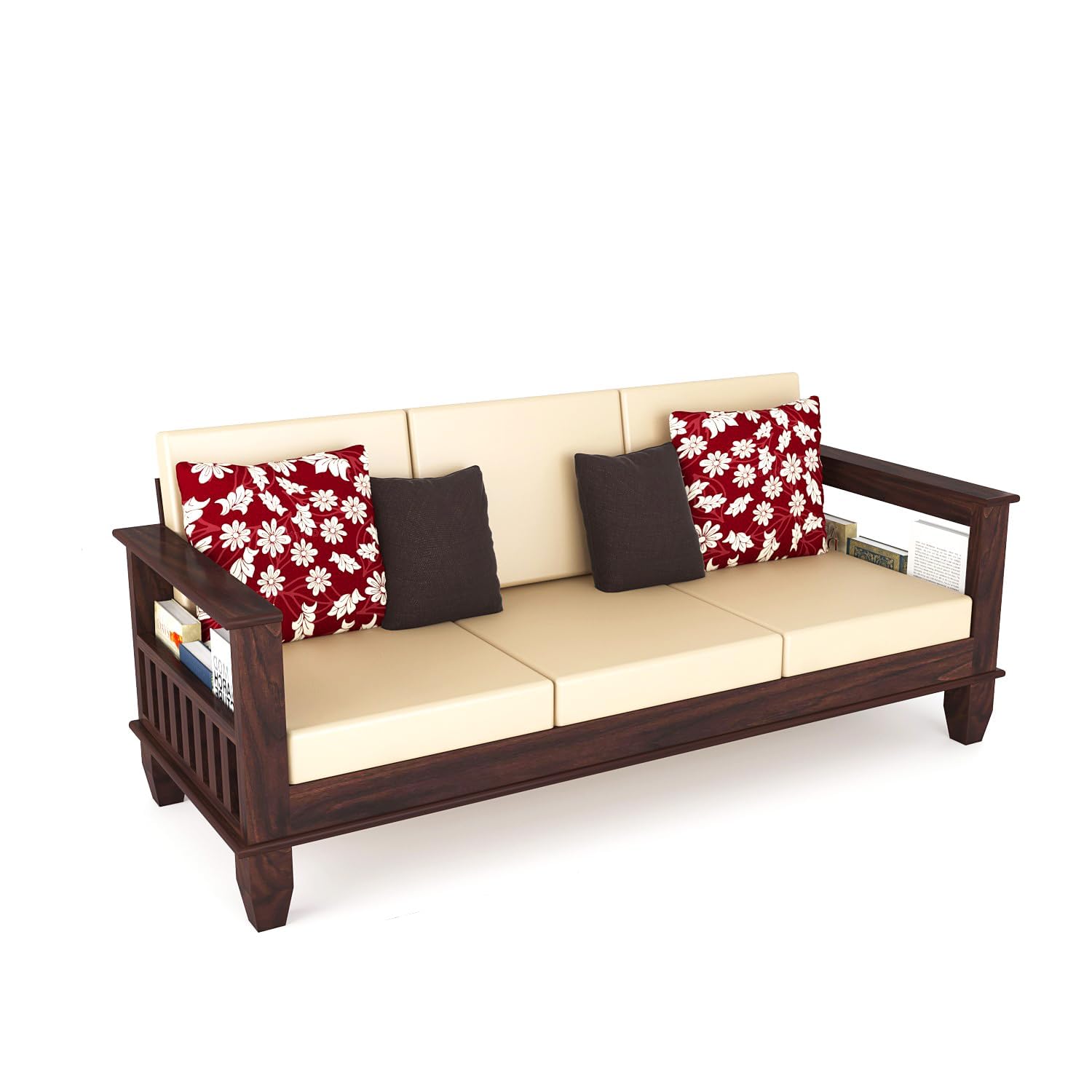 Solid Sheesham Wood 3 Seater Sofa Frame | Wooden Sofa