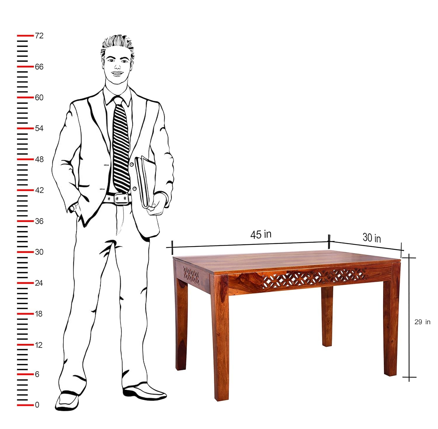 Sheesham Wood 4 Seater Dining Table Set | CNC Carved Design