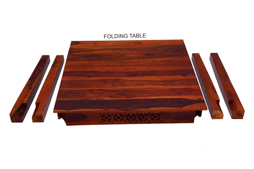 Sheesham Wood 4 Seater Dining Table Set | 2 Chairs + Bench