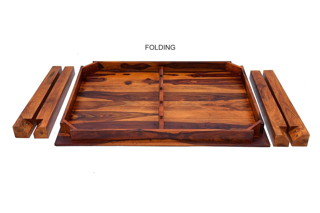 Sheesham Wood 4 Seater Dining Table Set | Modern Slat Back Chairs |